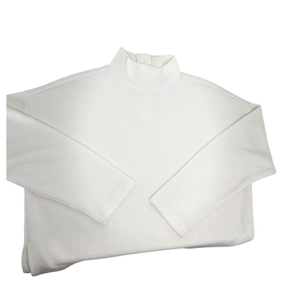 Madewell Button Back Mock Neck Off-White Long Sleeve Sweater Size Medium NWT $65 - Picture 5 of 8